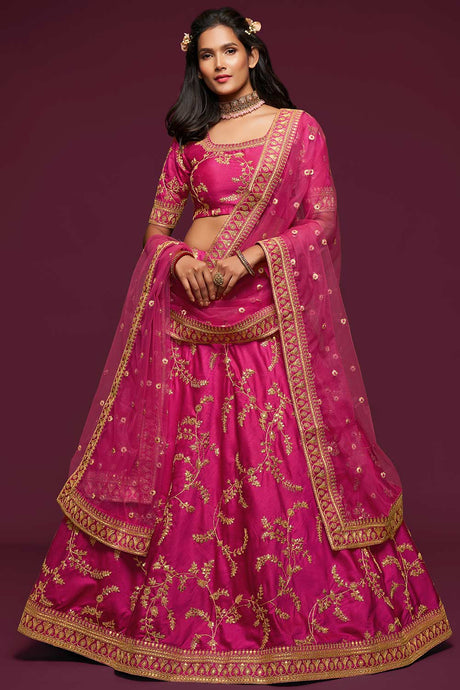 Buy Art Silk Embroidered Lehenga Choli in Pink
