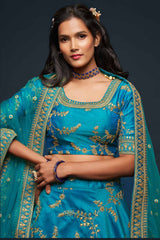 Blue Sequin Work Art Silk Lehenga Choli