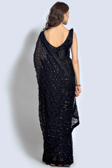 Black Georgette Sequin Saree