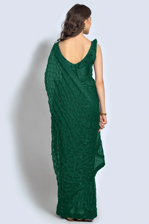 Buy Emerald Green Georgette Saree online-Karagiri – Karagiri Global