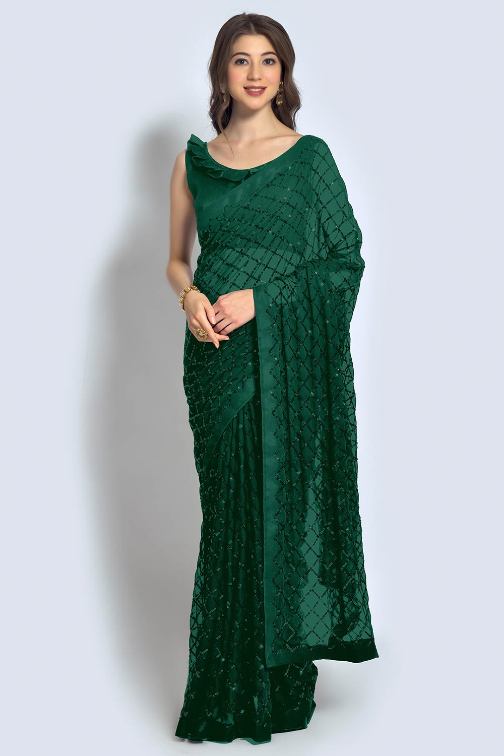 Buy Sequin and Mirror Sarees | Designer Sequence Saree Online in the USA –  Karmaplace