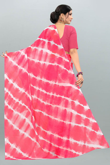 Pink  Chiffon Printed Saree