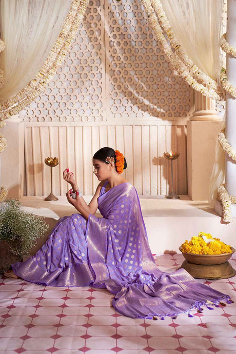 Purple Georgette Woven Designer Saree