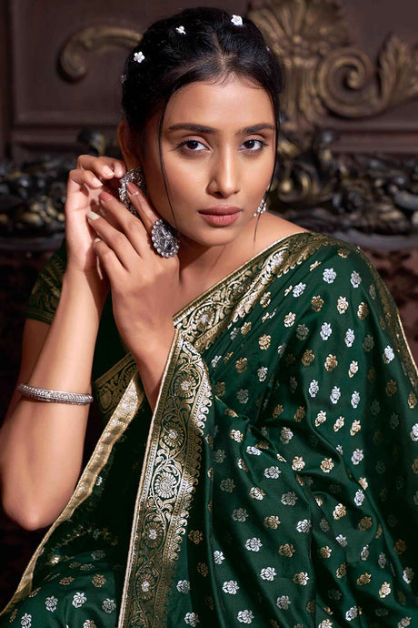 Green Banarasi Silk Weaving Designer Saree