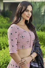 Dusty Pink Georgette Thread And Sequin Embroidery Work Lehenga Choli