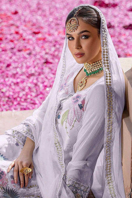Lavender Faux Georgette Embroidery Sharara Suit Set