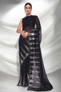 Buy Black Georgette Art Silk Heavy Designer saree Online - KARMAPLACE