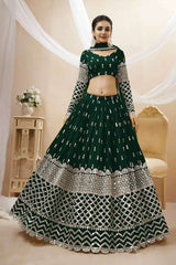 Green Georgette Sequins Embroidered Lehenga Set