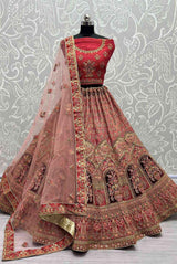 Onion Net Sequin, Embroidered Bridal Lehenga Set