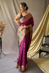 Purple Silk Jari Woven Saree