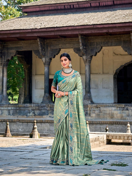 Green Silk Embroidered Saree