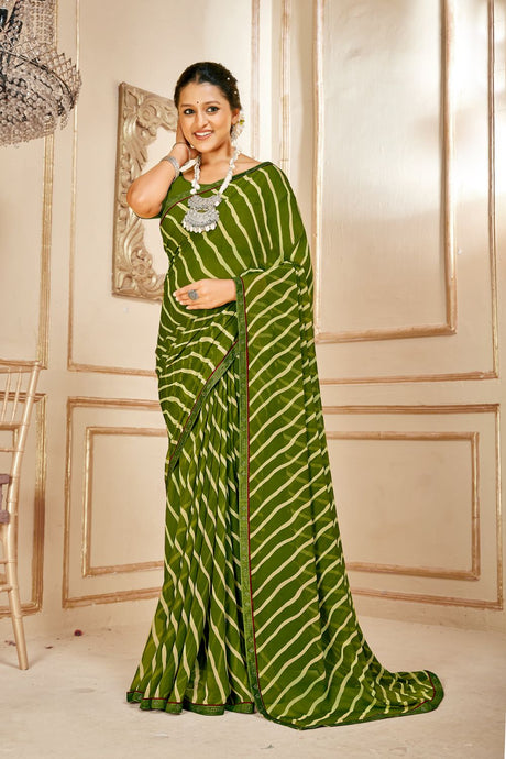 Green Georgette Printed Saree