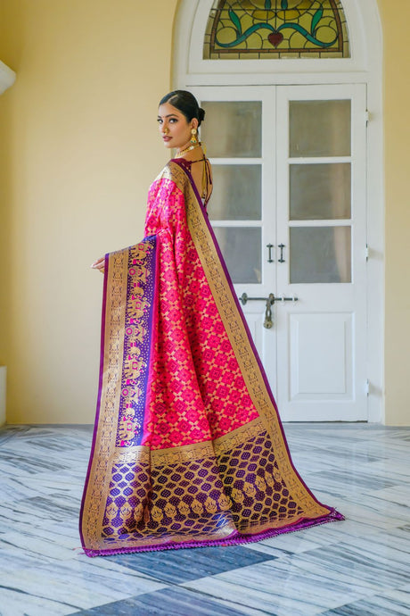 Pink Silk Woven Saree