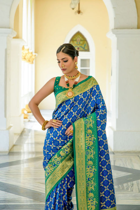 Blue Silk Woven Saree