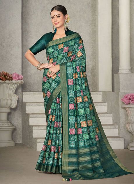 Green Silk Embroidered Saree