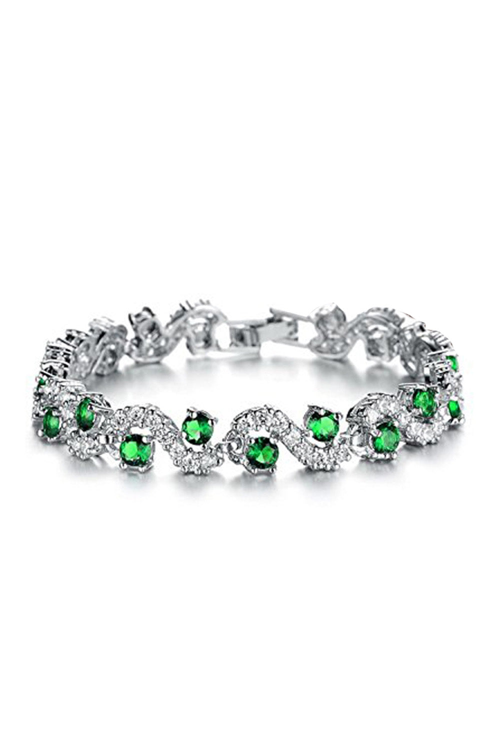 Silver Plated Bracelet In Green