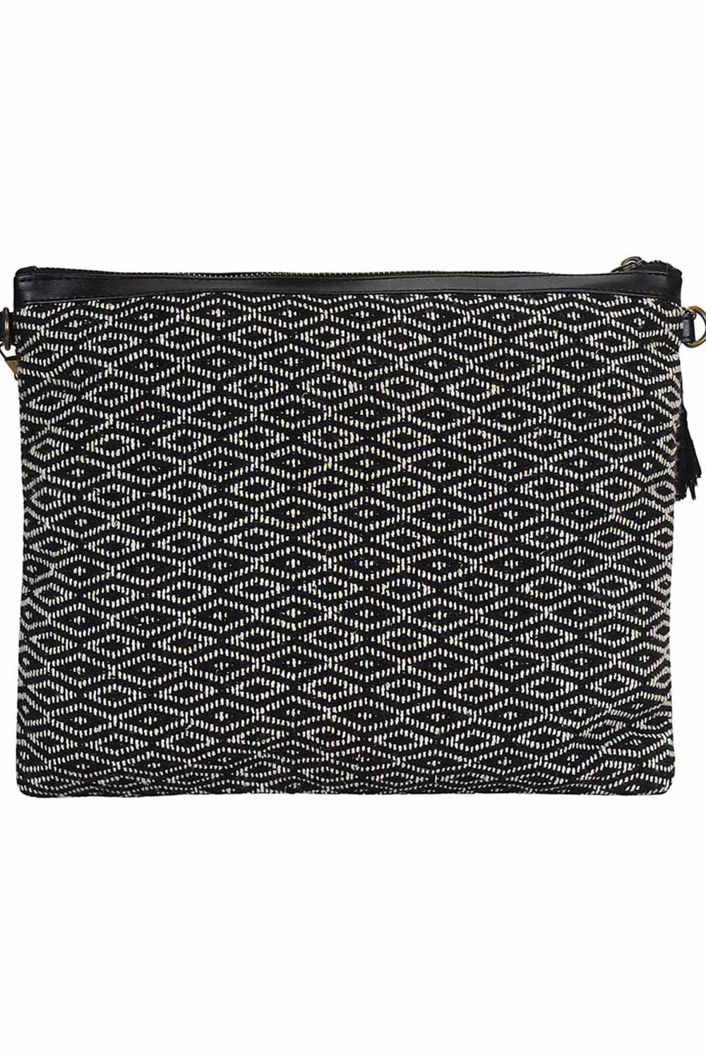 Glitzy Black Sequin Cotton Sling Bag