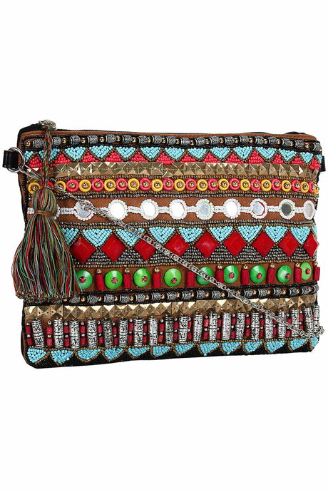 Glitzy Multicolor Jacquard Sling Bag