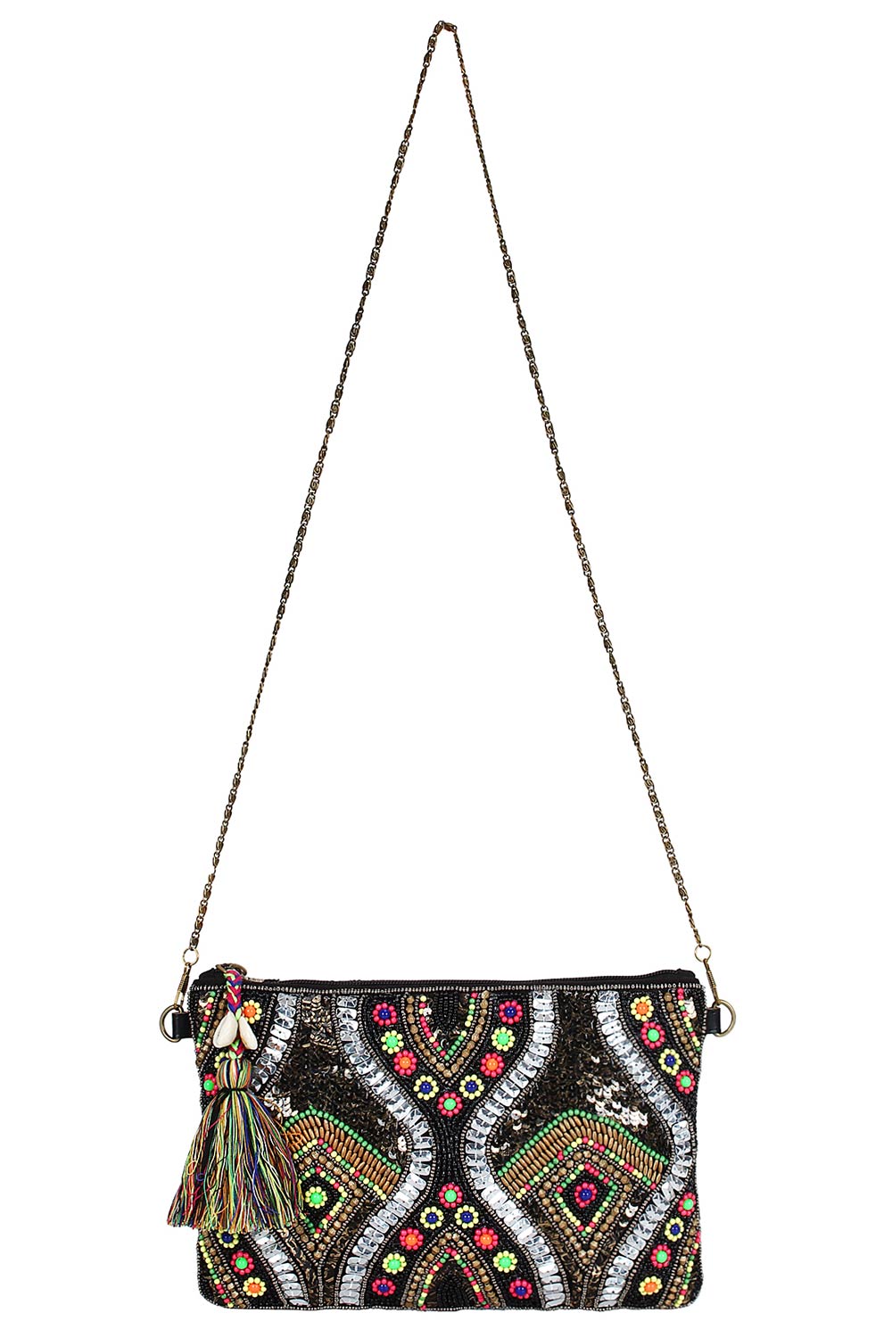 Glitzy Multicolor Jacquard Sling Bag