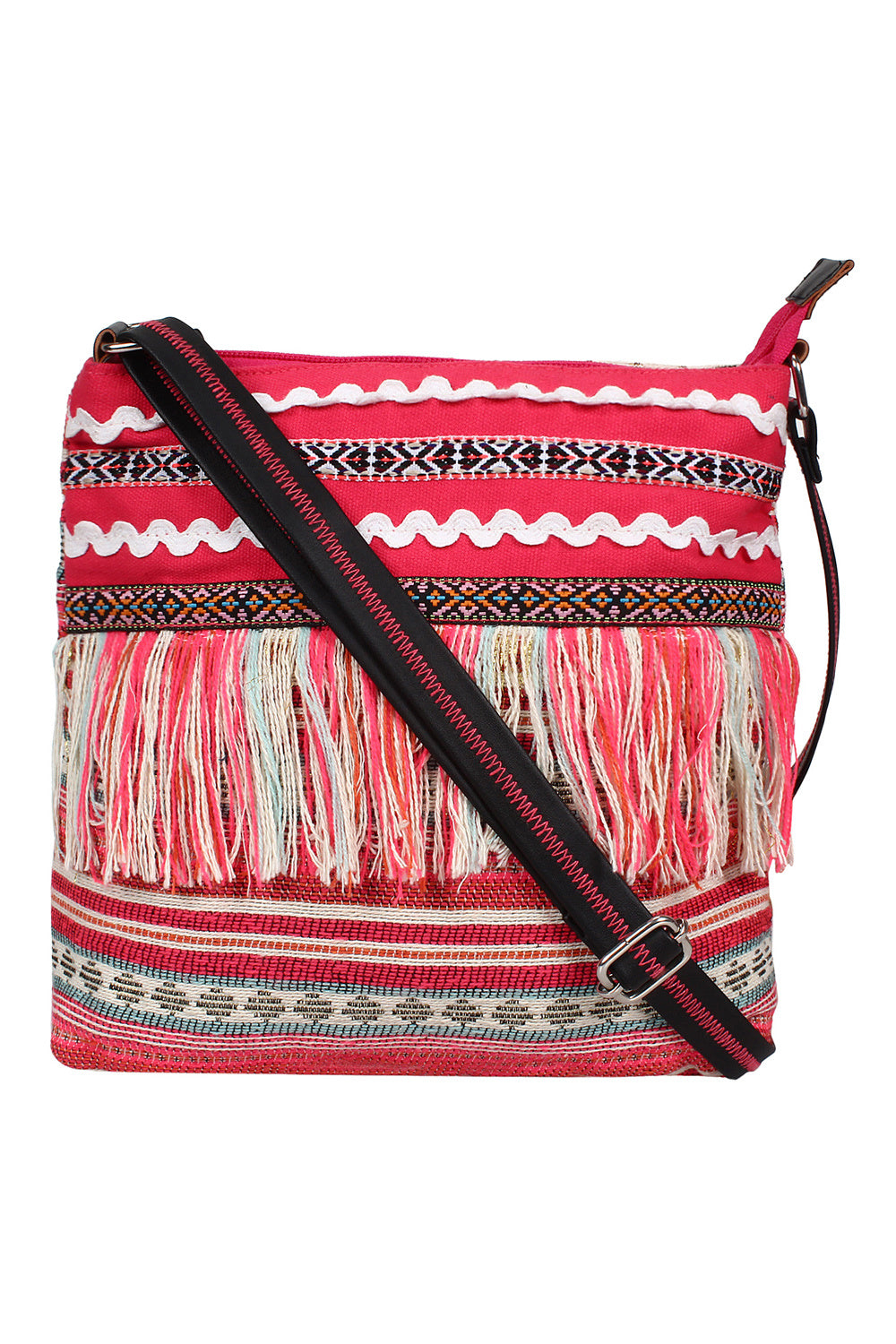 Jacquard Sling Bag In Pink