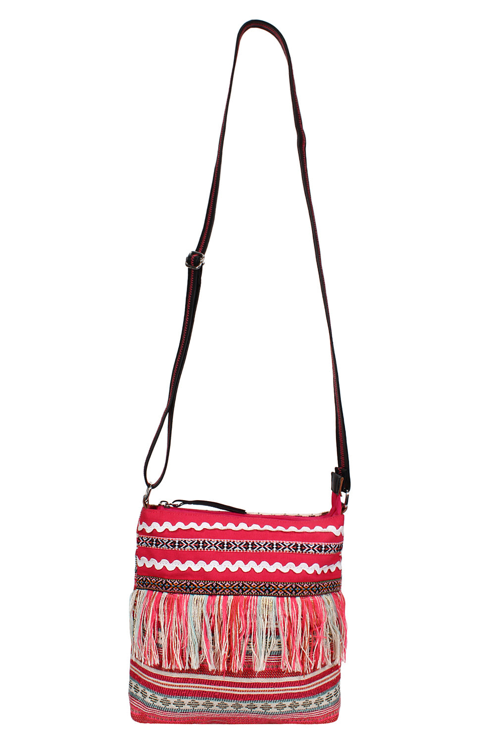 Jacquard Sling Bag In Pink