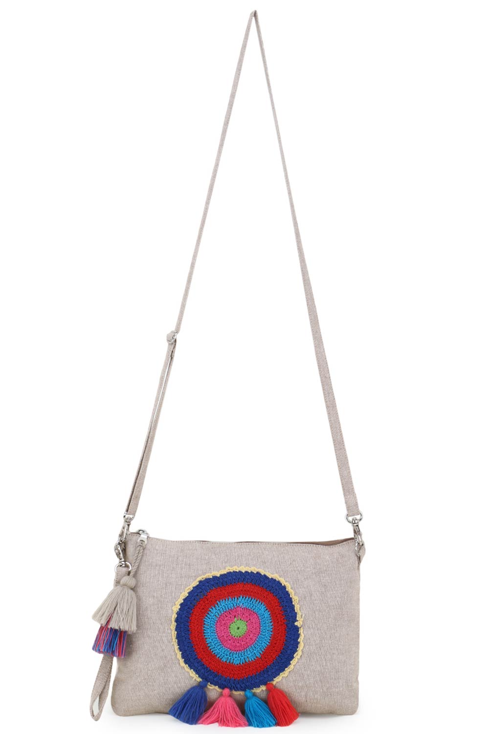 Natural & Multi Canvas Solid Sling Bag