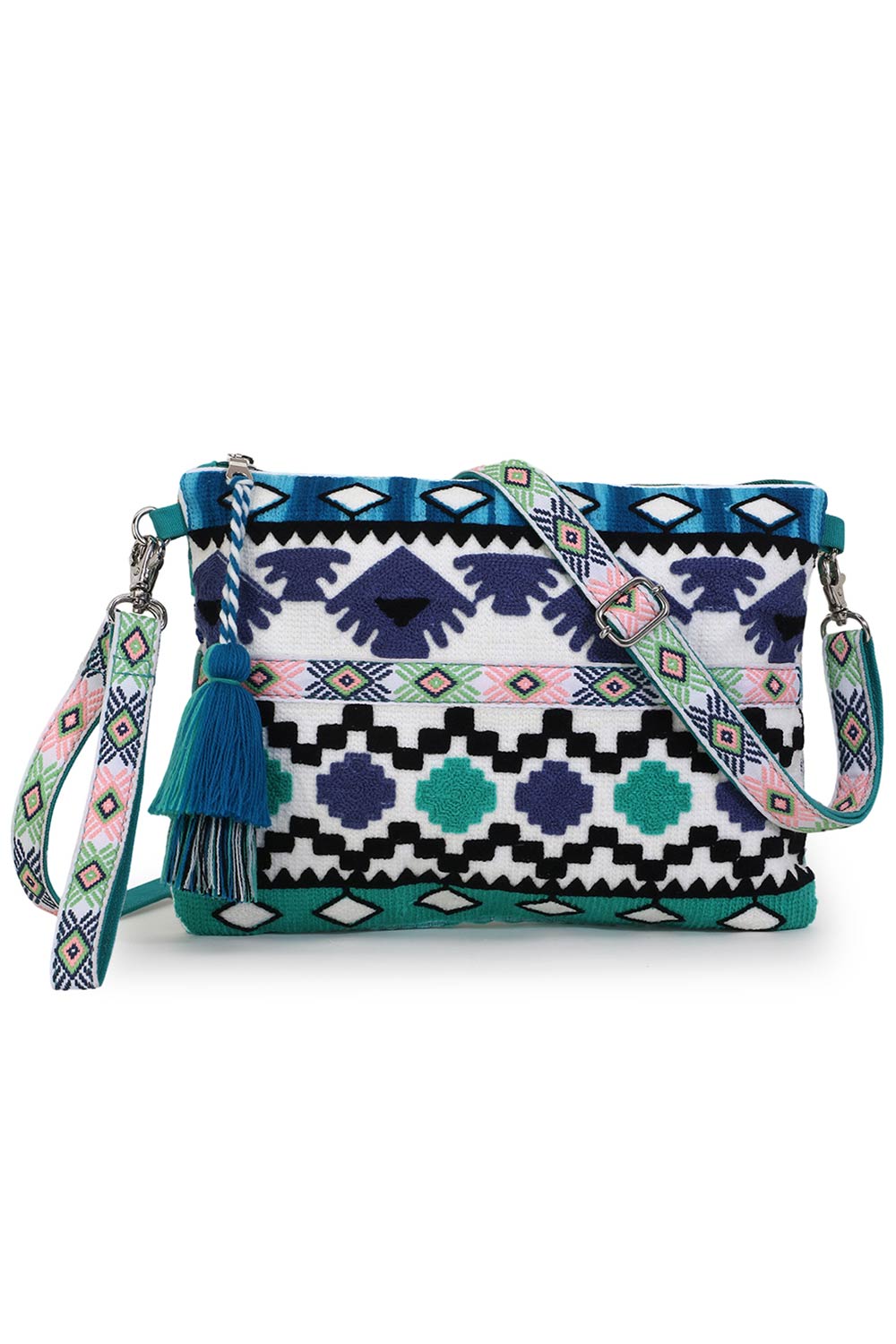 Tribal Multi Acrylic Jacquard Ethnic Motifs Embroidered Sling Bag