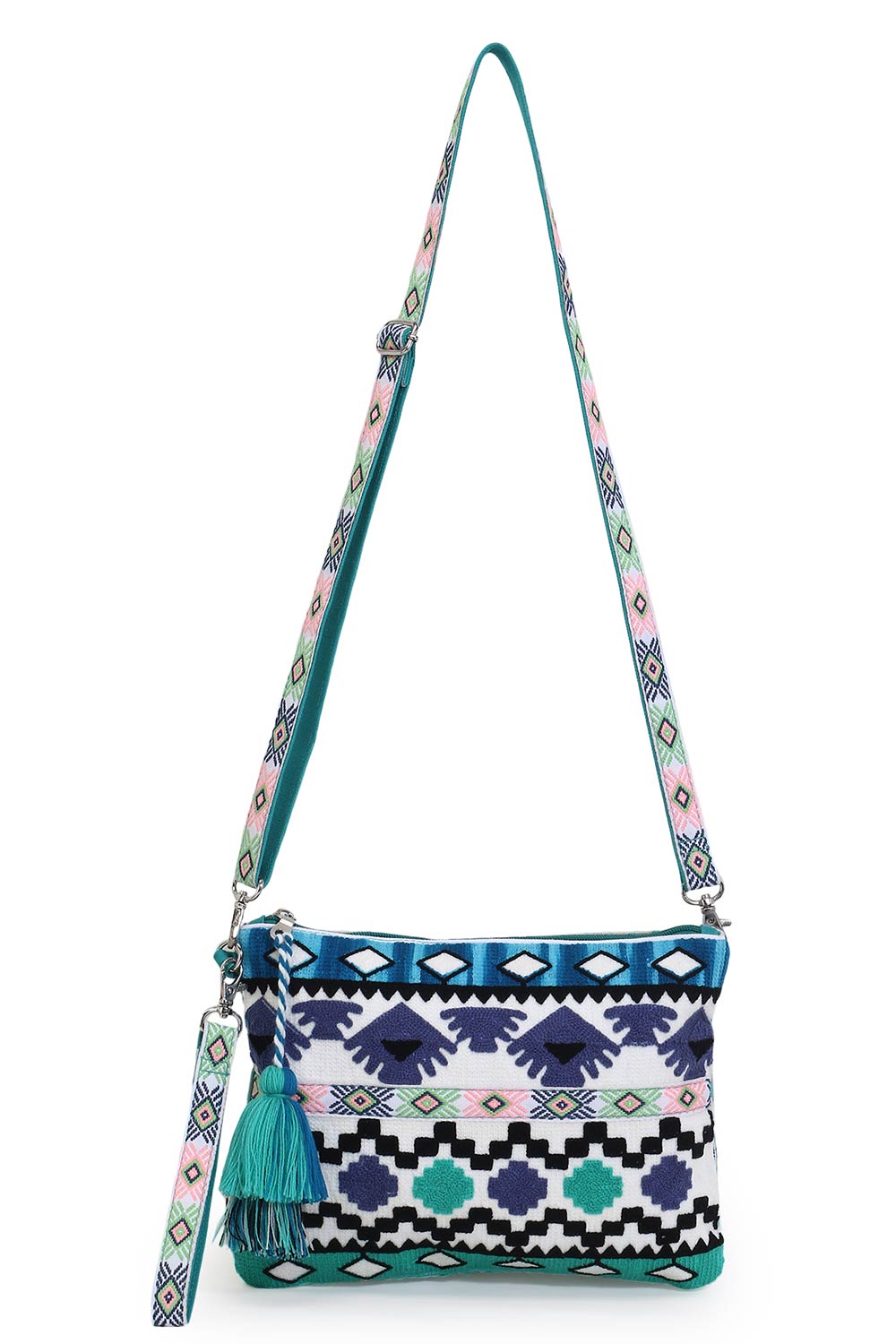 Tribal Multi Acrylic Jacquard Ethnic Motifs Embroidered Sling Bag