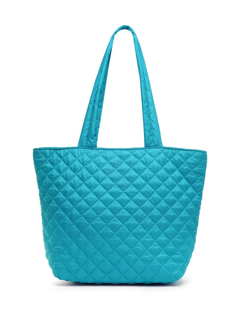 Uno Turquoise Harlequin Quilted Polyester Tote Bag