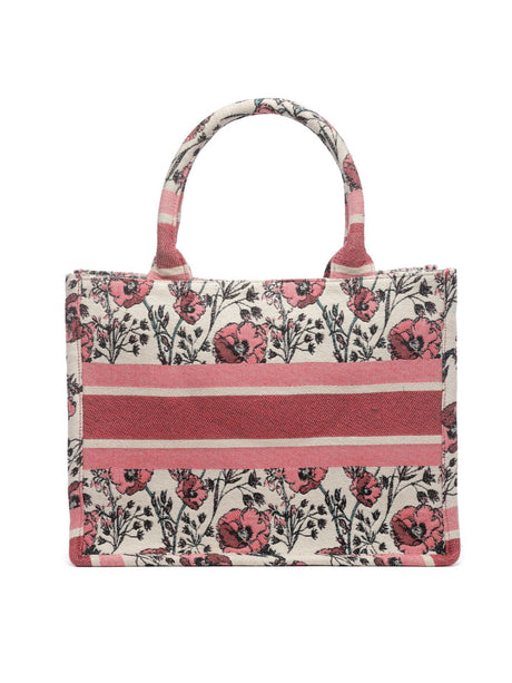 Jungle Off White, Coral And Multi Floral Jacquard Cotton Handheld Bag