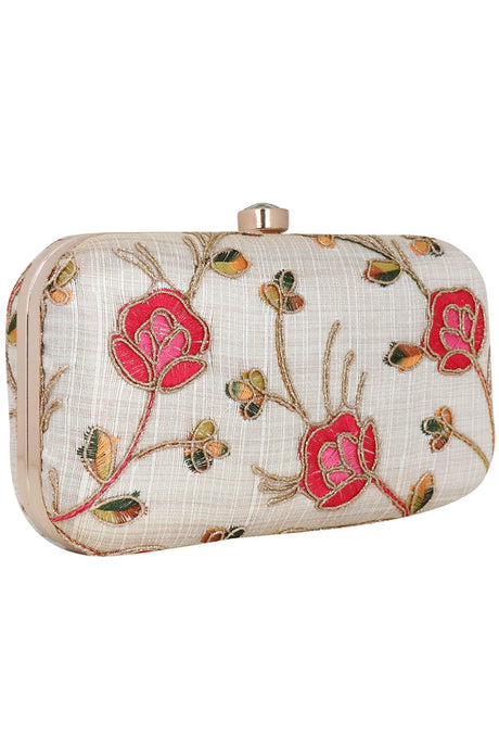 Miniaudiere White and Multicoloured Evening Clutch Bag