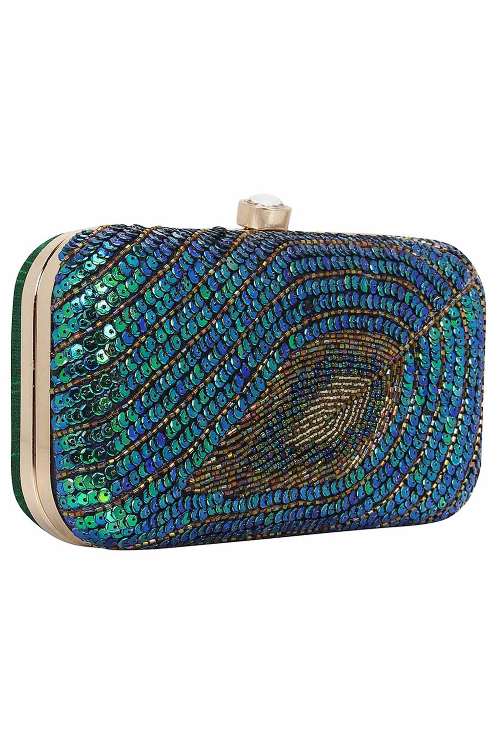 Ethnique Blue and Green Party Clutch Bag