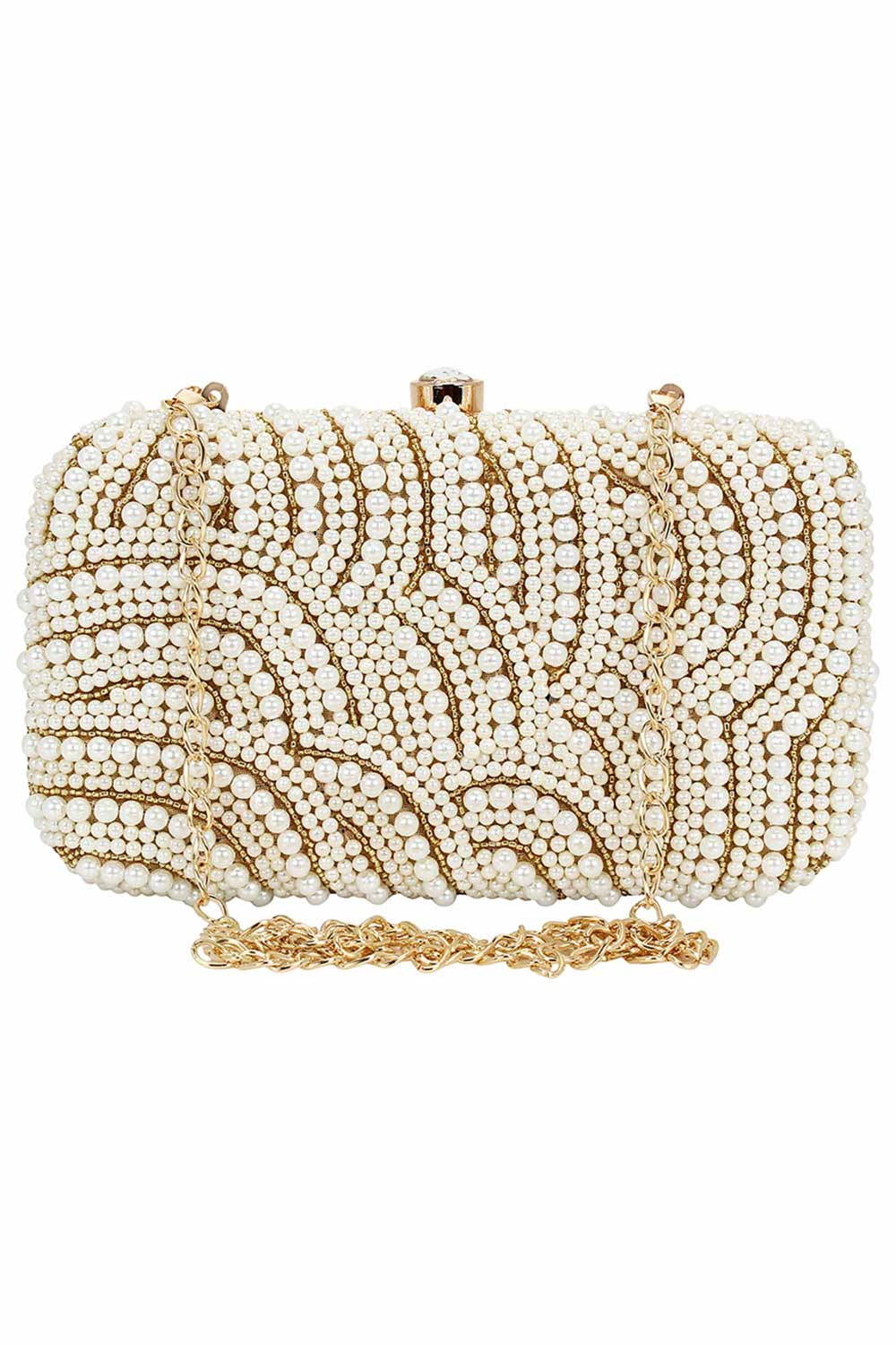 Ethnic Gold And White Party Clutch Bag