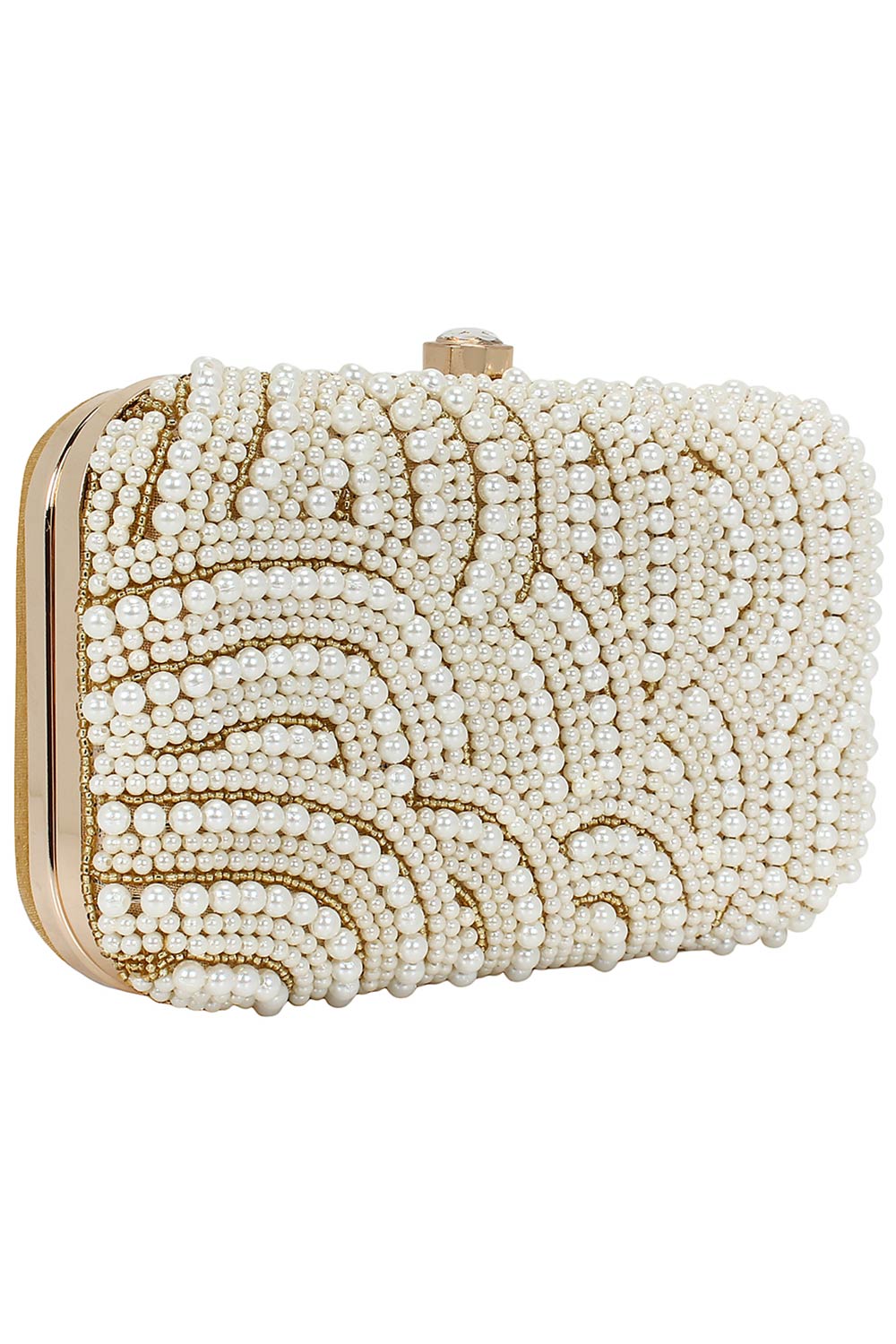 Ethnic Gold And White Party Clutch Bag