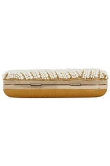 Ethnic Gold And White Party Clutch Bag