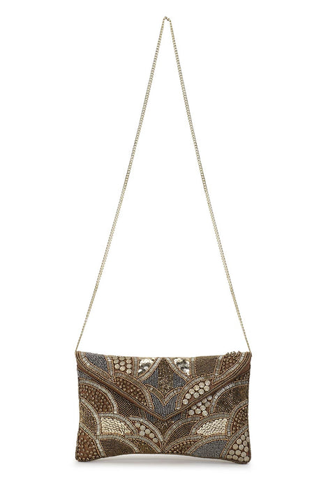 Ghoomar Copper Cotton Canvas Abstract Embellished Sling Bag