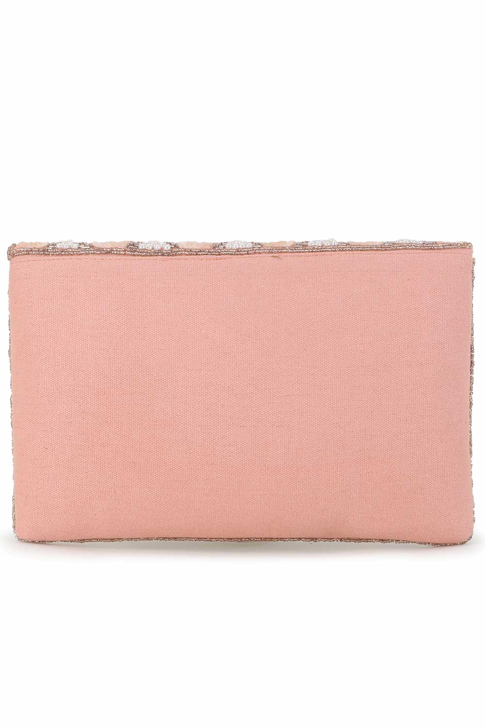 Coral And White Cotton Canvas Embellished Sling Bag