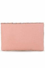 Coral And White Cotton Canvas Embellished Sling Bag