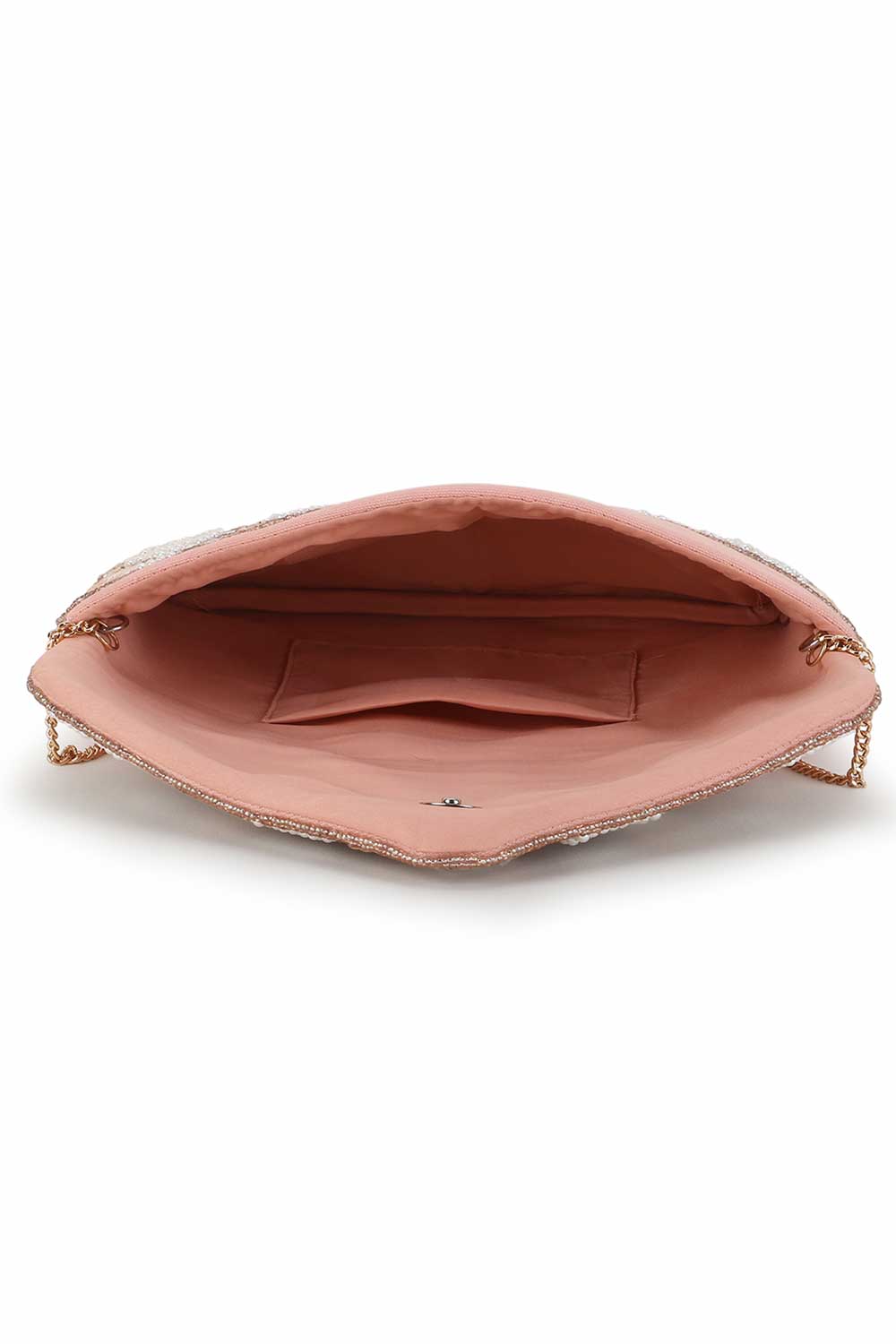 Coral And White Cotton Canvas Embellished Sling Bag