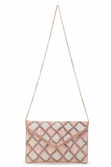 Coral And White Cotton Canvas Embellished Sling Bag