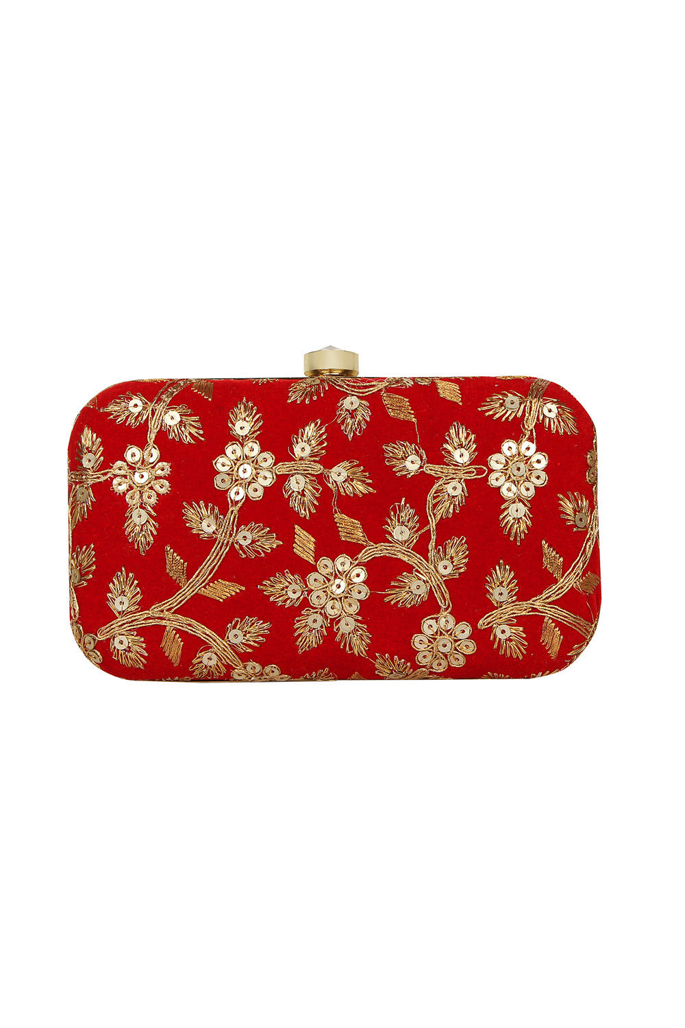 Velvet Clutch In Red And Gold