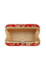 Velvet Clutch In Red And Gold