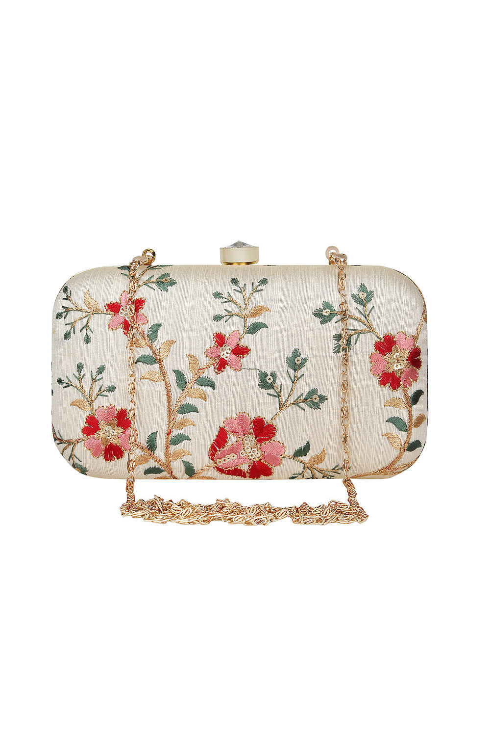 Faux Silk Clutch In White