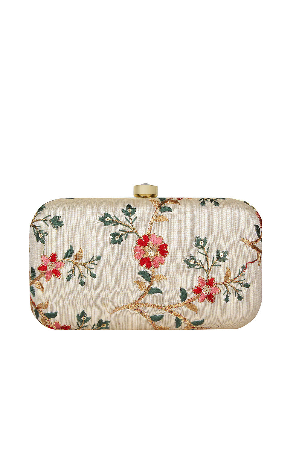 Faux Silk Clutch In White