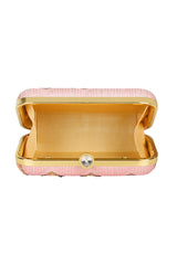 Faux Silk Clutch In Pink And Gold