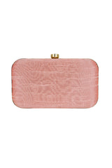 Faux Silk Clutch In Pink And Gold