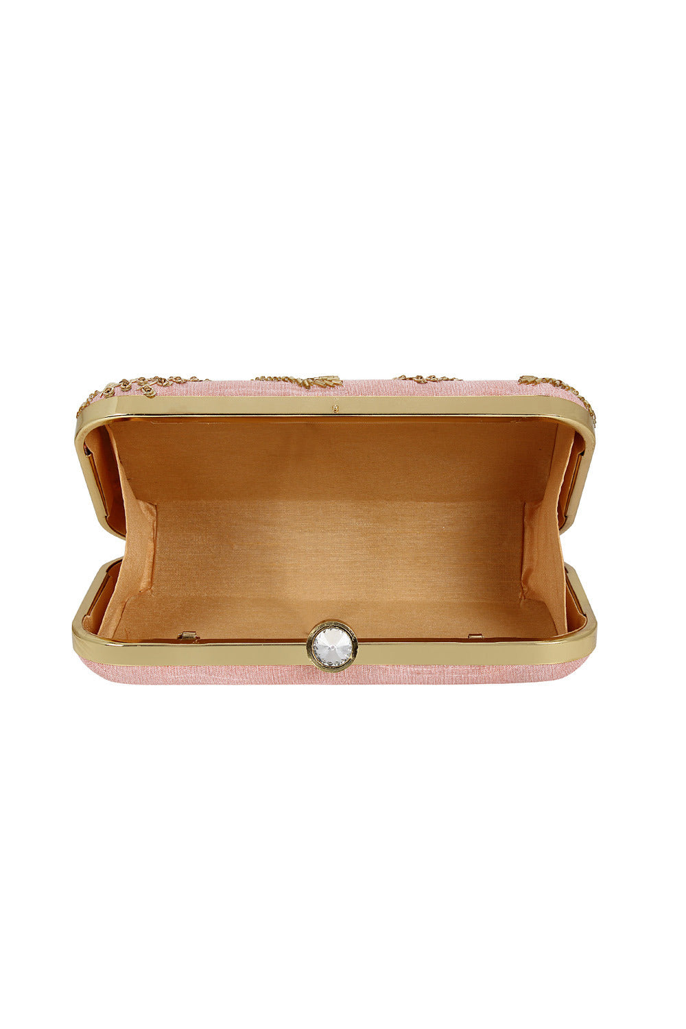 Faux Silk Clutch In Pink And Gold