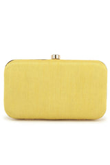 Gaud Yellow & Multi Floral Embellished Faux Silk Clutch