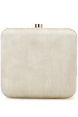 Vista Off White & Gold Embellished Faux Silk Clutch