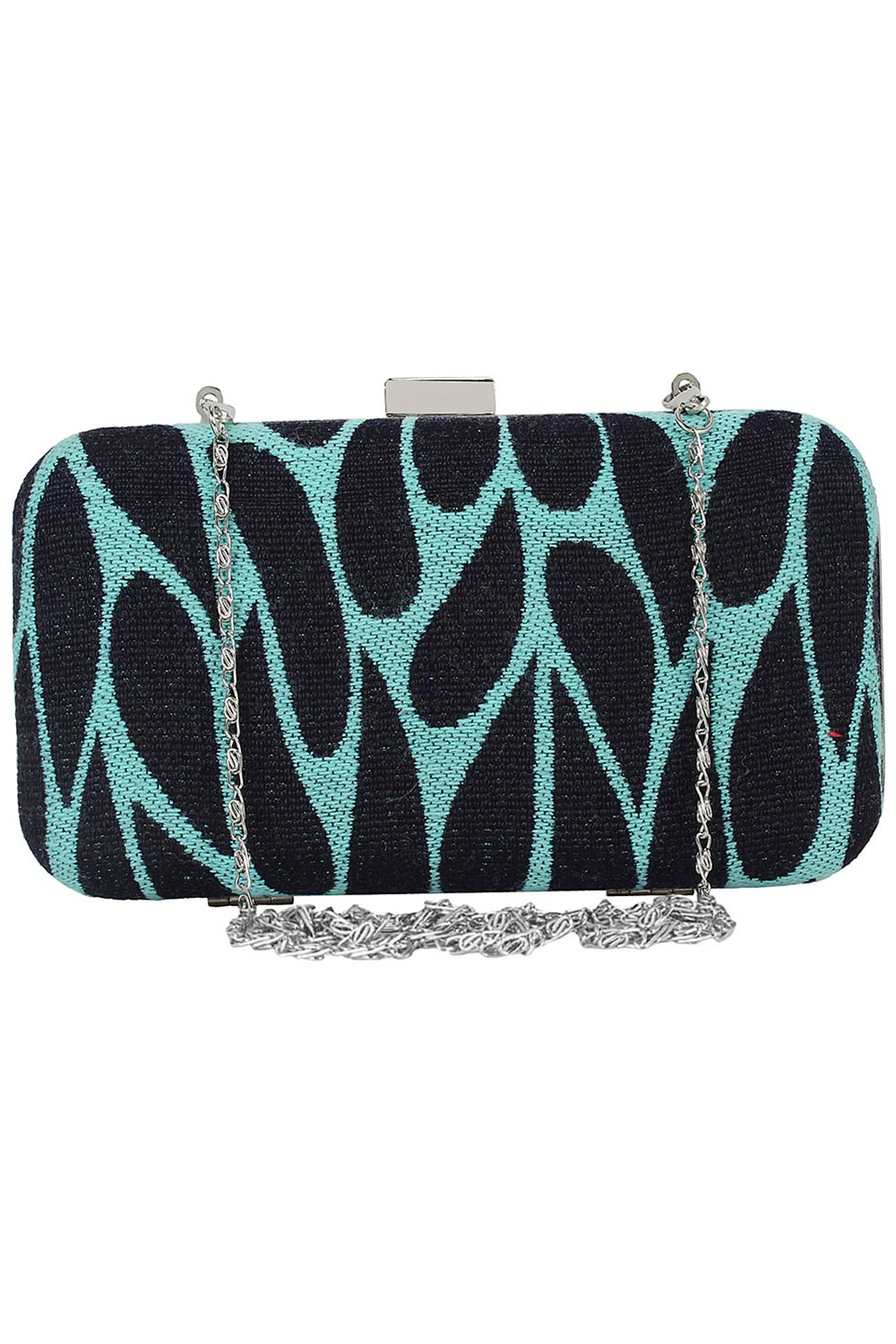 Loom Cotton Jacquard Textured Clutch Blue & Black